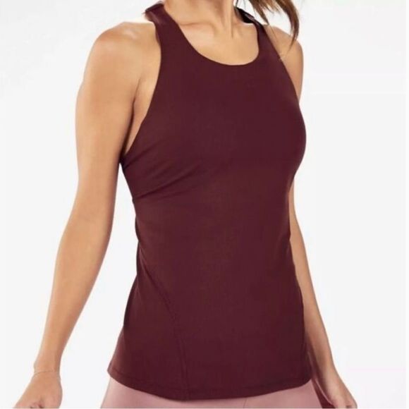 Fabletics Burgundy Boost Strappy Sports Bra Tank Top - Picture 2 of 11